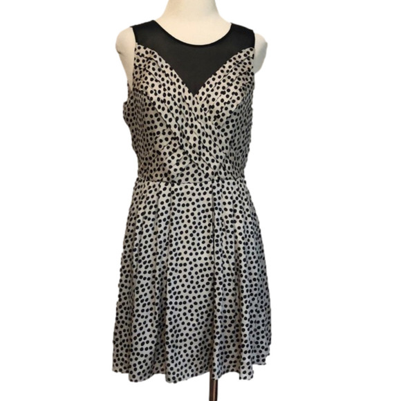 BCBGENERATION Black & Cream Polka Dot Polyester Mini Dress Size 6 Feminine - Picture 1 of 11